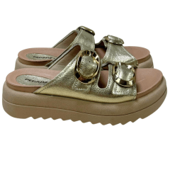 Chinelo Pegada 234405-07 Couro Natural Burnished Ouro