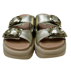 Chinelo Pegada 234405-07 Couro Natural Burnished Ouro