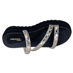 Chinelo Pegada 234453-03 Papete com tiras Strass Preto