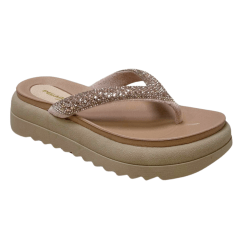 Chinelo Pegada 234455-02 Papete Tira Strass Rose