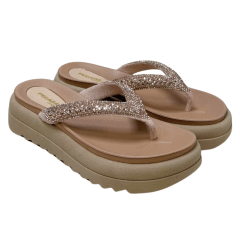 Chinelo Pegada 234455-02 Papete Tira Strass Rose