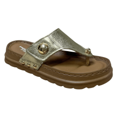 Chinelo Pegada 234702-04 Couro Natural Burnished Ouro