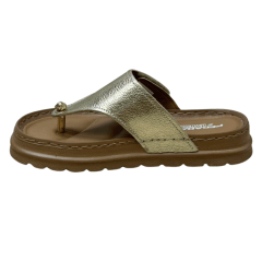 Chinelo Pegada 234702-04 Couro Natural Burnished Ouro