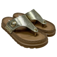 Chinelo Pegada 234702-04 Couro Natural Burnished Ouro