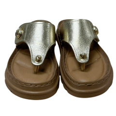 Chinelo Pegada 234702-04 Couro Natural Burnished Ouro