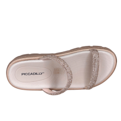 Chinelo Piccadilly 486001-1 Papete com Strass Dourado Rose