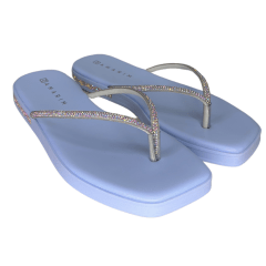 Chinelo Ramarim 249201 Tira meia Cana com Strass Azul Bebê