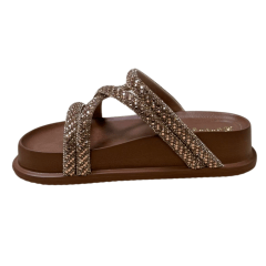Chinelo Santinelli 1550-001-252 Papete com Strass Caramelo