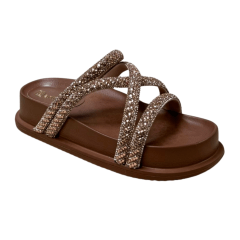 Chinelo Santinelli 1550-001-252 Papete com Strass Caramelo