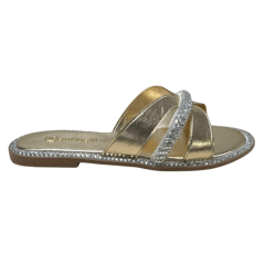 Chinelo Santinelli 1618-007-252 Rasteirinha Strass Dourado
