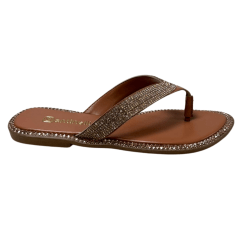 Chinelo Santinelli 1618-016-252 Rasteirinha Strass Caramelo