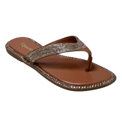 Chinelo Santinelli 1618-016-252 Rasteirinha Strass Caramelo