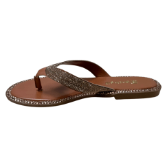 Chinelo Santinelli 1618-016-252 Rasteirinha Strass Caramelo