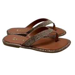 Chinelo Santinelli 1618-016-252 Rasteirinha Strass Caramelo