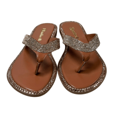 Chinelo Santinelli 1618-016-252 Rasteirinha Strass Caramelo