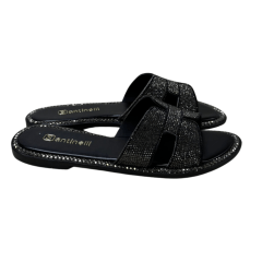 Chinelo Santinelli 1618-019-252 Rasteirinha com Strass Preto