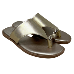 Chinelo Usaflex AK3101 Couro Natural Ouro Light