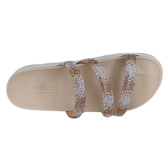 Chinelo Usaflex AM1103 Couro Natural com Strass Vanilla