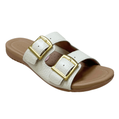 Chinelo Usaflex R1872 Couro Natural com Ajustes Marfim