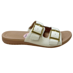 Chinelo Usaflex R1872 Couro Natural com Ajustes Marfim