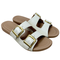 Chinelo Usaflex R1872 Couro Natural com Ajustes Marfim