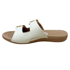 Chinelo Usaflex R1872 Couro Natural com Ajustes Marfim