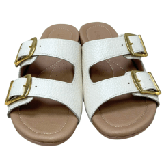 Chinelo Usaflex R1872 Couro Natural com Ajustes Marfim