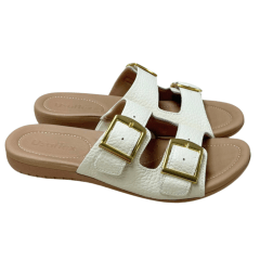 Chinelo Usaflex R1872 Couro Natural com Ajustes Marfim