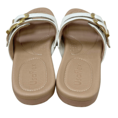 Chinelo Usaflex R1872 Couro Natural com Ajustes Marfim
