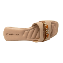 Chinelo ComfortFlex 21-40401 Rasteirinha com Pedrarias