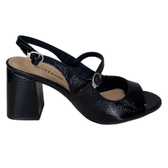 Sandália Bottero 362508 Couro Natural Verniz Preto