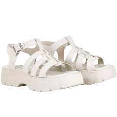 Sandália Bottero 364303 Jakarta Couro Natural Off White