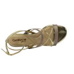 Sandália ComfortFlex 2359403 Shine Natural Dourada