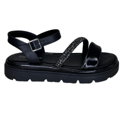 Sandália ComfortFlex 2446404 Verniz Show Preto