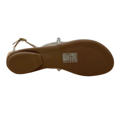 Sandália Luz da Lua 52210065 Couro Natural com Strass Bege