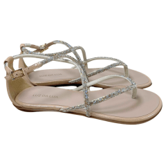 Sandália Luz da Lua 52210065 Couro Natural com Strass Bege