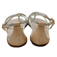 Sandália Luz da Lua 52210065 Couro Natural com Strass Bege