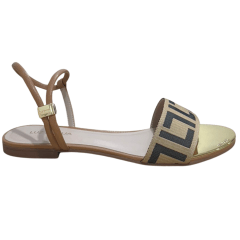 Sandália Luz da Lua 53120043 2 em 1 Couro Natural Amêndoa