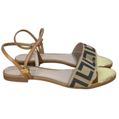 Sandália Luz da Lua 53120043 2 em 1 Couro Natural Amêndoa