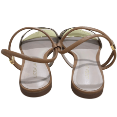 Sandália Luz da Lua 53120043 2 em 1 Couro Natural Amêndoa