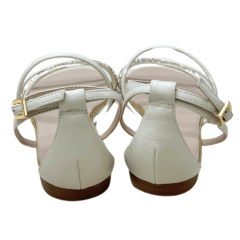 Sandália Luz da Lua 54870066 Couro Natural Strass Off White