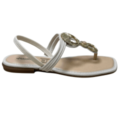 Sandália Mississipi MF012 Rasteirinha Lins Latte Off White