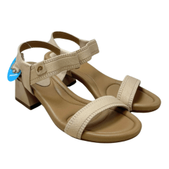 Sandália Pegada 234301-02 Couro Natural com Elásticos Bege