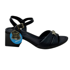 Sandália Pegada 234302-04 Couro Natural Stretch Preto