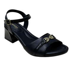 Sandália Pegada 234302-04 Couro Natural Stretch Preto