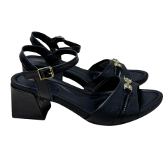 Sandália Pegada 234302-04 Couro Natural Stretch Preto