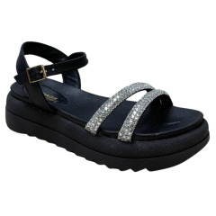Sandália Pegada 234410-04 Papete Stretch Preto
