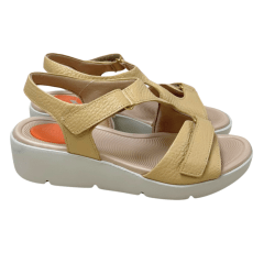 Sandália Usaflex AL4303 Couro Natural com Ajustes Creme