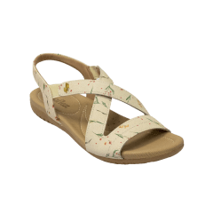 Sandália Usaflex R1874 Couro Natural estampado Bege