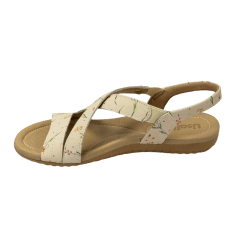Sandália Usaflex R1874 Couro Natural estampado Bege